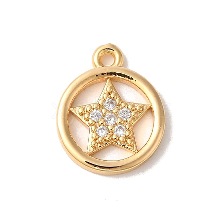 Brass Micro Pave Clear Cubic Zirconia Charms KK-M294-29G-1