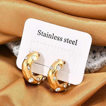 304 Stainless Steel Rhinestone Stud Earrings EJEW-M070-18G-1