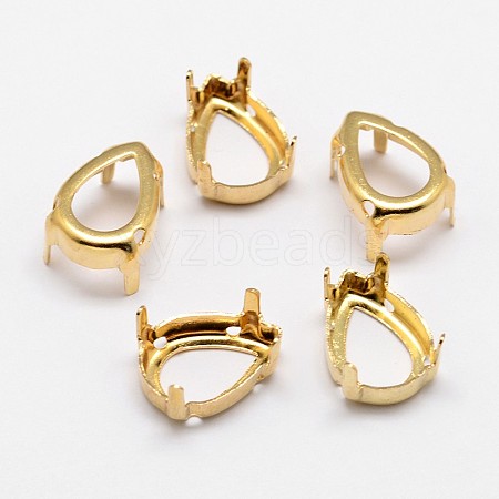 Flat Teardrop Brass Sew on Prong Settings X-KK-N0084-A02-10x14G-1