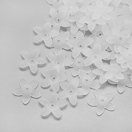 5-Petal Transparent Acrylic Bead Caps FACR-S011-SB518-1