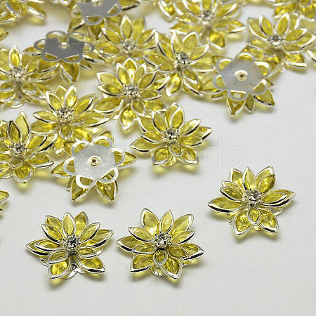 Acrylic Rhinestone Flower Flat Back Cabochons GACR-R016-16-1