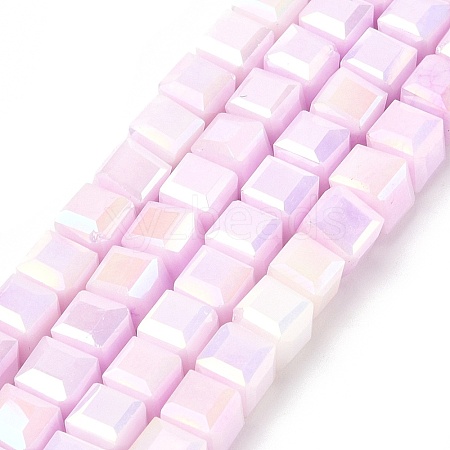 Electroplate Opaque Glass Beads Strands EGLA-U004-02D-1