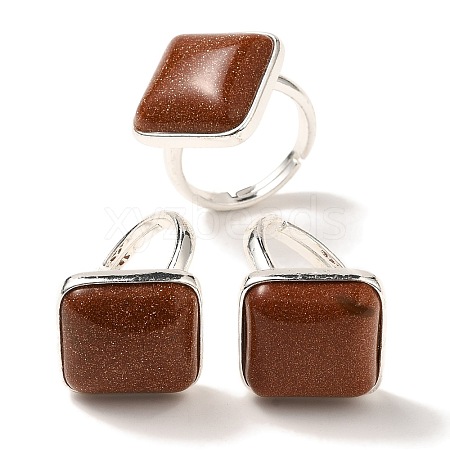 Synthetic Goldstone Adjustable Rings RJEW-H240-01S-16-1