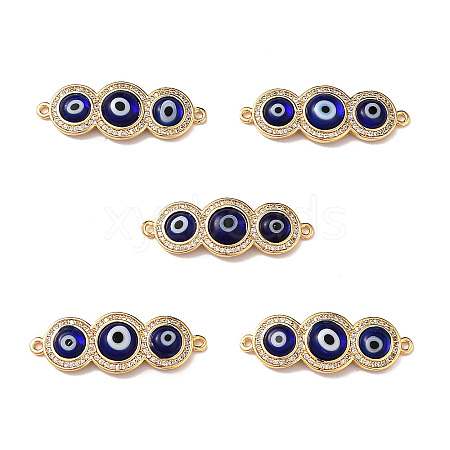 Handmade Lampwork Evil Eye Connector Charms ZIRC-L102-10G-04-1