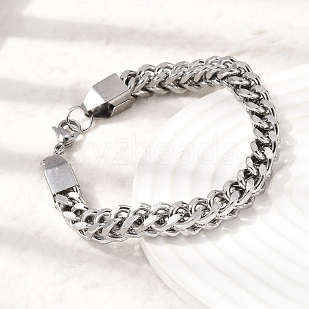 201 Stainless Steel Curb Chain Bracelets for Men STAS-T077-09P-1