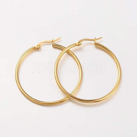 Ring 304 Stainless Steel Big Hoop Earrings X-EJEW-N0016-11G-F-1