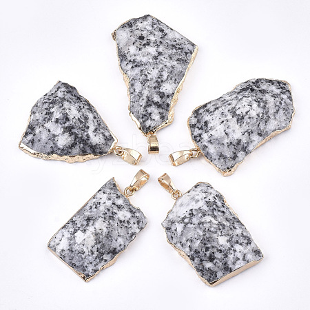 Electroplate Natural Snowflake Obsidian Pendants G-T112-13F-1