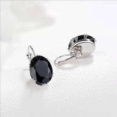Oval Alloy Rhinestone Leverback Earrings FS-WG5DBAA-05-1