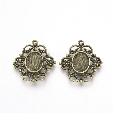 Tibetan Style Alloy Pendant Cabochon Settings TIBE-Q073-72AB-1