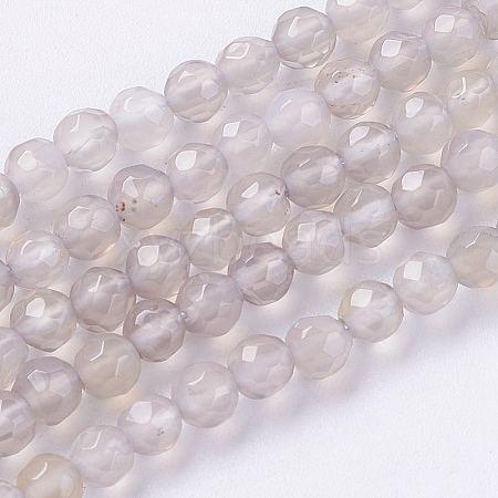 Natural Grey Agate Beads Strands X-G-G580-4mm-08-1