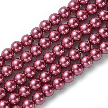 Eco-Friendly Dyed Glass Pearl Beads Strands X-HY-A008-6mm-RB027-1