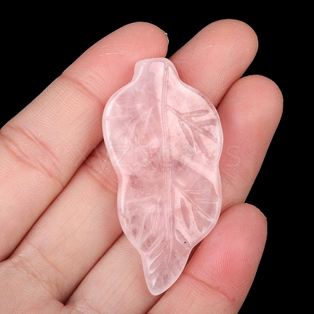 Natural Rose Quartz Carved Healing Leaf Stone PW-WG31545-01-1