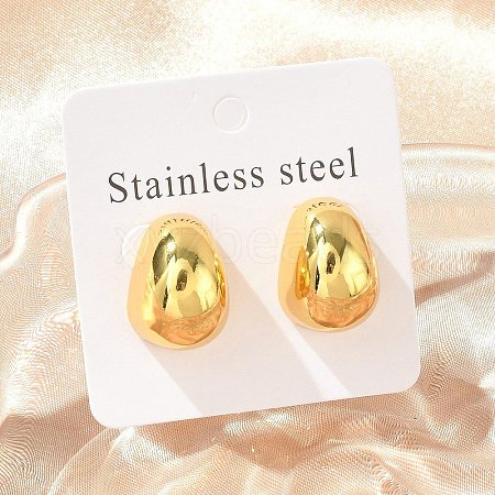 Teardrop 304 Stainless Steel Stud Earrings for Women EJEW-A125-64G-1