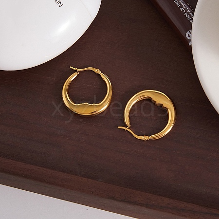 Moon 304 Stainless Steel Hoop Earrings for Women EJEW-L312-01G-1