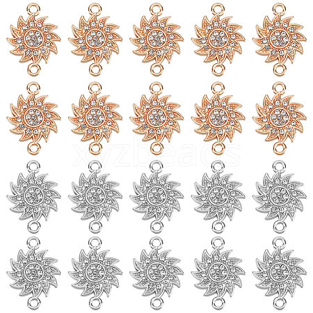 SUNNYCLUE 40Pcs 2 Styles Alloy Crystal Rhinestone Connector Charms FIND-SC0025-27-1