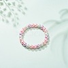 Glass Pearl Round Beaded Stretch Bracelet for Women BJEW-JB08606-2