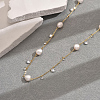 Elegant Natural Pearl & Clear Cubic Zirconia Long Necklaces LP2810-8