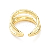 Brass Double Line Open Cuff Rings for Women RJEW-D016-06G-3