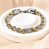 304 Stainless Steel Rope Chain Bracelets for Women BJEW-C091-03A-GP-1