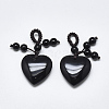 Natural Black Agate Pendants G-T122-21L-2