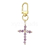 Wire Wrapped Natural Gemstone Cross Pendant Decoration HJEW-JM01932-4