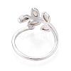 Leaf Shape Brass Shell Cuff Ring Settings KK-T076-63P-3