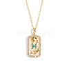Brass Micro Pave Cubic Zirconia Rectangle with Constellation Pendant Necklaces PW-WG95654-12-1