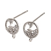 Rhodium Plated 925 Sterling Silver Ear Stud Findings STER-F058-01P-02-1