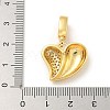 Brass Micro Pave Clear Cubic Zirconia Heart European Dangle Charms KK-U044-03G-3