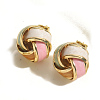 Golden Brass Enamel Stud Earrings PW-WG6CE4C-01-1