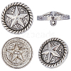 12Pcs 1-Hole Alloy Star with Flat Round Shank Buttons BUTT-GF0004-29AS-7