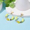 Natural Malaysia Jade & Polymer Clay Beaded Big Ring Dangle Stud Earrings EJEW-TA00075-04-3