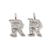 Initial Letter Brass Micro Pave Cubic Zirconia Pendants ZIRC-F008-R-1