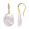 Baroque Natural Pearl Dangle Earrings with Cubic Zirconia PEAR-N020-15B-3