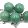 Natural Green Aventurine Round Charms with Platinum Plated Metal Snap on Bails PW-WG84682-03-1