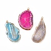 Mixed Electroplate Gemstone Natural Agate Slices Pendants PALLOY-JF00862-1