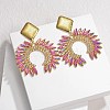 304 Stainless Steel Glass Dangle Stud Earrings EJEW-M095-12G-02-1