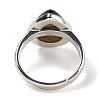 Natural Tiger Eye Teardrop Adjustable Rings RJEW-K371-08S-21-4