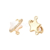 Brass Micro Pave Clear Cubic Zirconia Star Connector Charms KK-B102-27G-2