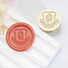 Golden Tone Round Wax Seal Brass Stamp Heads AJEW-Z034-02G-Q-1