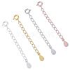 4 Pieces Extension Chain with Spring Clasp Sterling Silver Extender Chains Necklace Bracelet Anklet Removable Chain Extenders Charms for DIY Jewelry Making Accessories JX625A-1