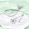 Flower Alloy Arm Cuff Bangles for Girl Women LS-AJEW-A063-01G-P-3