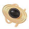 Oval Natural Black Agate Finger Rings RJEW-Z057-14G-010-1