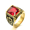 316L Stainless Steel & Cubic Zirconia Men's Vintage Carved Finger Rings FS-WG82D33-26-1