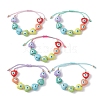 Resin Heart with Evil Eye Braided Bead Bracelets BJEW-JB09461-1