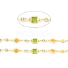 Glass Square & Enamel Flower Link Chains CHC-C003-07G-2