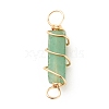 Natural Green Aventurine Connector Charms PALLOY-JF01580-03-2
