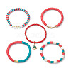 5Pcs 5 Styles Christmas Handmade Polymer Clay Beaded Stretch Bracelets Sets BJEW-TA00489-4