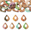 14Pcs 7 Colors Opaque Resin and Walnut Wood Pendants RESI-TA0005-11-1
