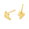 Brass Hollow Out Initial Letter Stud Earrings for Women EJEW-A044-01G-F-2